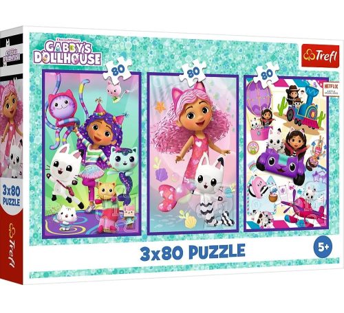 Trefl 3 x 80 darabos puzzle csomag, Gabi babaháza, Színes napok
