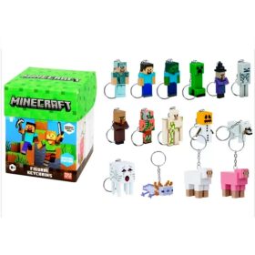   Minecraft meglepetés kulcstartó figura dobozban, 1 db, 16 féle, 