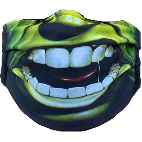 Zöld arc 2 rétegű textil maszk.Felnőtt-gyerek