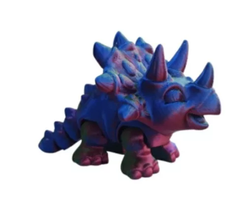 3D Nyomtatott Triceratops Figura – Mozgatható Végtagokkal (16x10x9 cm)