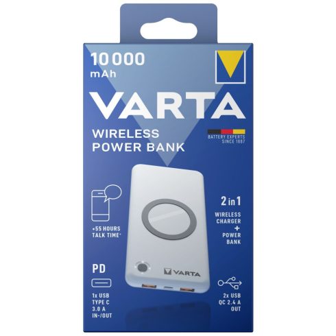 Powerbank VARTA Portable Wireless + vezeték nélküli töltő 10.000 mAh