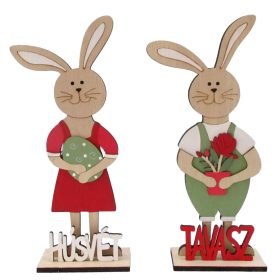 Fa nyúl felirattal, húsvéti dekoráció, 30 cm, 