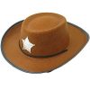 Kalap, cowboy, barna, csillaggal, gyermek méret