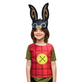   Boldog fekete nyuszi jelmez gyermekeknek (fejdísz, póló), 92/104 cm