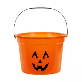 Halloween cukorkás mosolygós tök vödör, 1 db, műanyag