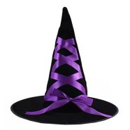 Boszorkány kalap, lila szalagos
