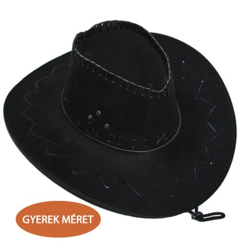 Cowboy, velúr kalap, fekete, gyerek