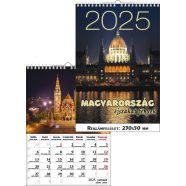   Falinaptár 23x33 cm spirálozott T-Calendar "Magyarország" Éjszakai fények