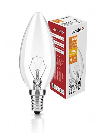 Speciális Izzó C35 25W, E14 foglalat WW (Avide hőálló)- gyertya