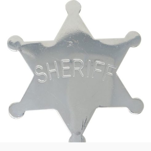 Sheriff csillag, fém kitűző, 6 cm