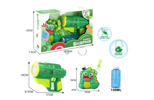 BUBORÉKFÚJÓ DINÓS TARTÁLLYAL, ELEMES, DOBOZBAN