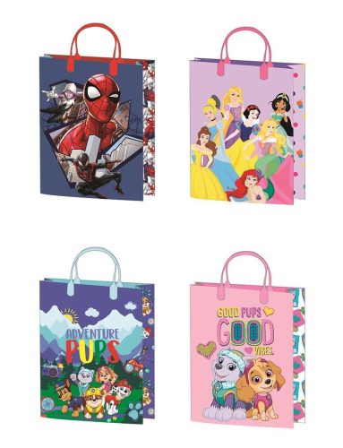 Disney Hercegnők, Mancs Őrjárat, Pókember műanyag ajándéktasak, ajándékzacskó 32x27x10 cm