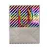 Színes Striped csillámos papír ajándéktasak, ajándékzacskó 18x10x23 cm