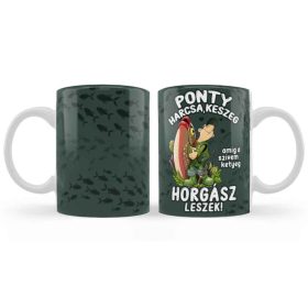   Vicces Bögre - PONTY HARCSA KESZEG - Vicces Ajándék Ötlet Horgászoknak