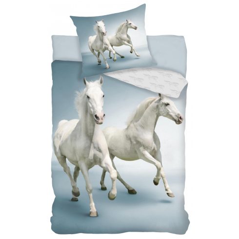 Lovas ágyneműhuzat, két fehér ló