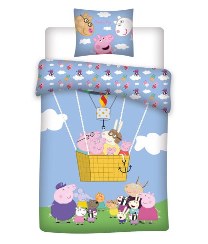 Peppa malac Hot Air Balloon gyerek, ovis ágyneműhuzat 100×140cm, 40×45 cm