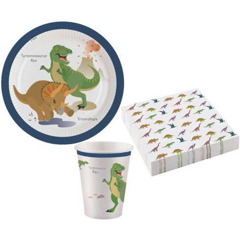 Dinoszaurusz Happy party szett 36 db-os 23 cm-es tányérral