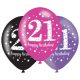 Happy Birthday 21 Pink léggömb, lufi 6 db-os 11 inch (27,5 cm)