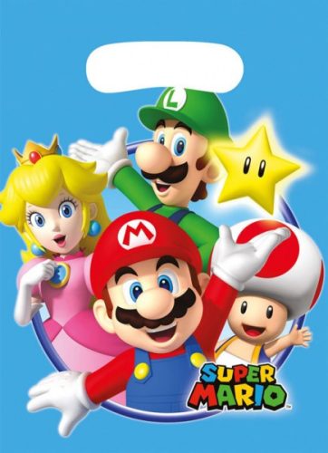 Super Mario Mushroom World ajándéktasak, ajándékzacskó 8 db-os