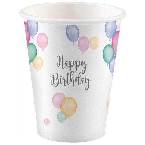 Happy Birthday Pastel papír pohár 8 db-os 250 ml