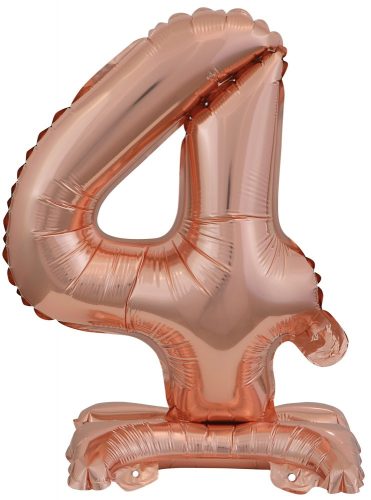 Rose Gold mini 4-es szám fólia lufi talppal 38 cm