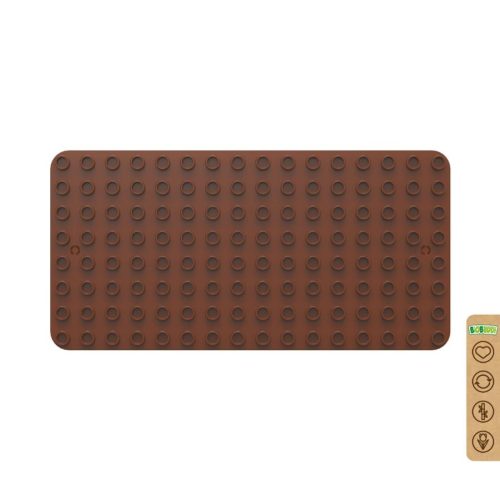 BiOBUDDi BB-0017 | építőjáték alaplap nagy méretű kockákhoz - 100% kompatibilis minden más kedvelt márka nagy méretű kockáival | 8x16 bütyök barna