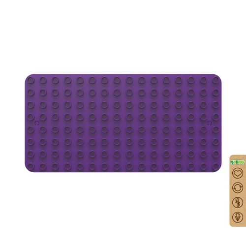 BiOBUDDi BB-0017 | építőjáték alaplap nagy méretű kockákhoz - 100% kompatibilis minden más kedvelt márka nagy méretű kockáival | 8x16 bütyök lila