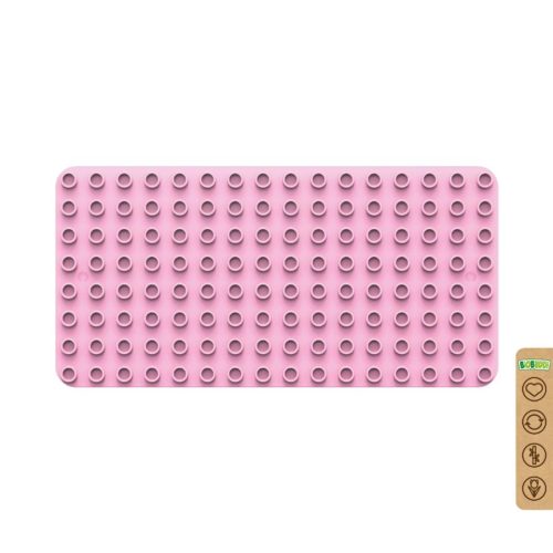 BiOBUDDi BB-0017 | építőjáték alaplap nagy méretű kockákhoz - 100% kompatibilis minden más kedvelt márka nagy méretű kockáival | 8x16 bütyök világos rózsazsín