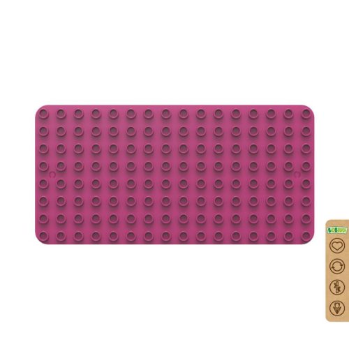 BiOBUDDi BB-0017 | építőjáték alaplap nagy méretű kockákhoz - 100% kompatibilis minden más kedvelt márka nagy méretű kockáival | 8x16 bütyök fukszia