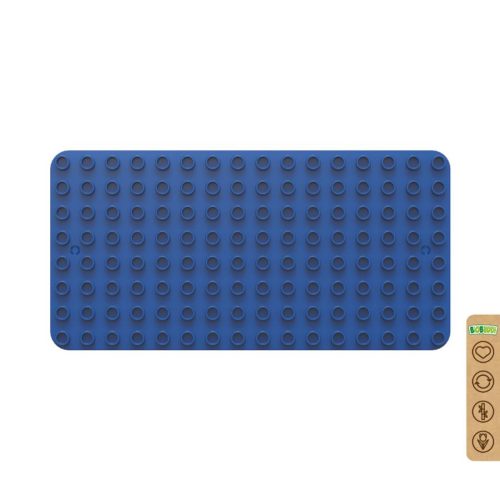 BiOBUDDi BB-0017 | építőjáték alaplap nagy méretű kockákhoz - 100% kompatibilis minden más kedvelt márka nagy méretű kockáival | 8x16 bütyök sötétkék