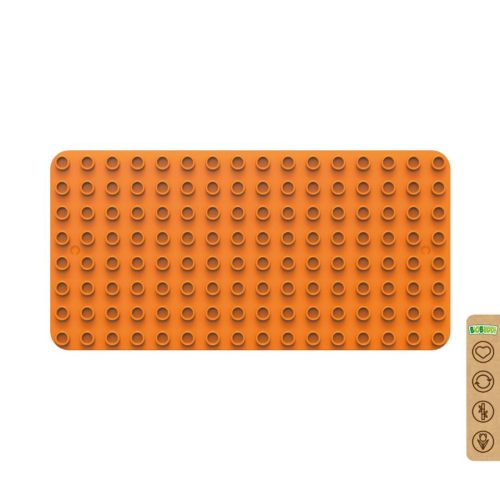 BiOBUDDi BB-0017 | építőjáték alaplap nagy méretű kockákhoz - 100% kompatibilis minden más kedvelt márka nagy méretű kockáival | 8x16 bütyök narancssárga