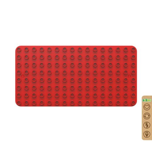 BiOBUDDi BB-0017 | építőjáték alaplap nagy méretű kockákhoz - 100% kompatibilis minden más kedvelt márka nagy méretű kockáival | 8x16 bütyök vörös