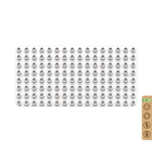 BiOBUDDi BB-0017 | építőjáték alaplap nagy méretű kockákhoz - 100% kompatibilis minden más kedvelt márka nagy méretű kockáival | 8x16 bütyök fehér