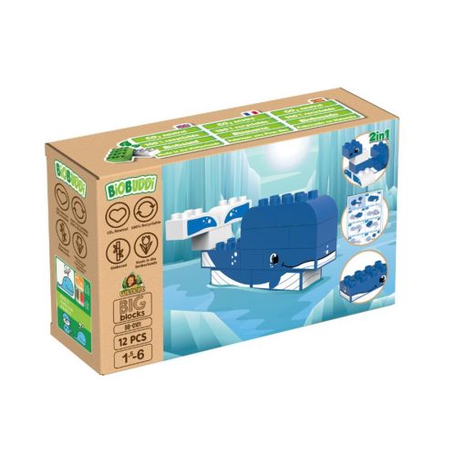 BiOBUDDi BB-0101 | bio építőjáték | Sarkvidék - 2 az 1-ben bálna vagy fóka - 100% kompatibilis minden más kedvelt márkával