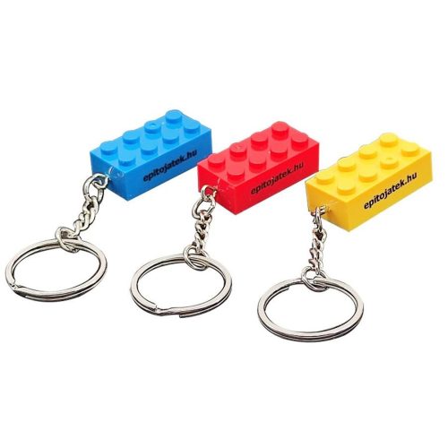 Építőkocka kulcstartók 3db kék+sárga+piros