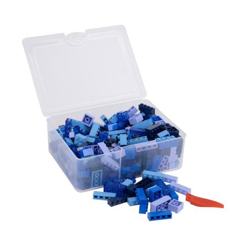 Q-BRiCKS | 300 db-os vegyes, 100% kompatibilis építőkocka készlet különböző kék színekben