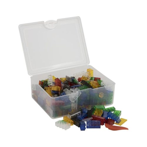 Q-BRiCKS | 300 db-os vegyes , 100% kompatibilis építőkocka készlet átlátszó színekben