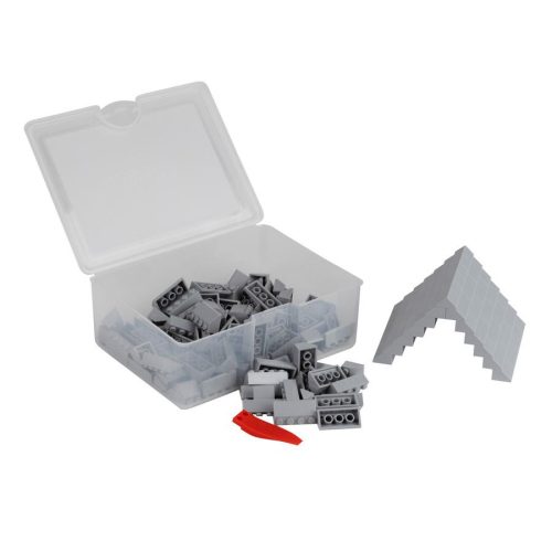 Q-BRiCKS | 150 db-os, 100% kompatibilis építőkocka készlet | világosszürke tetőelemek