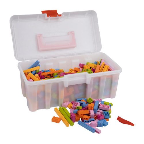 Q-BRiCKS | 650 db-os vegyes, 100% kompatibilis építőkocka készlet vidám virág színekben (alapkockák)