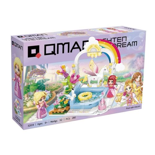 QMAN 32019 - Unicornisos medence építőjáték - 100% kompatibilis minden más kedvelt márkával