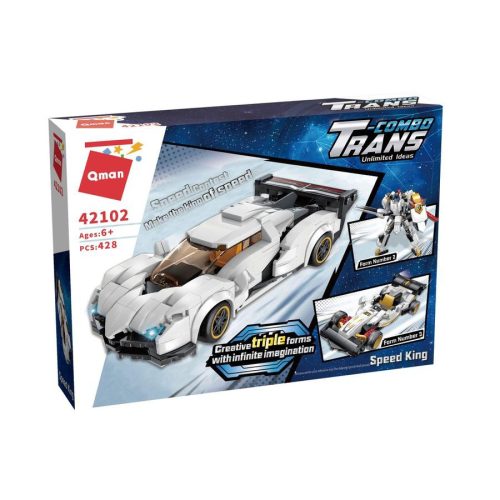 QMAN 42102 - 3 az 1-ben Sportkocsi, Robot, Versenyautó építőjáték - 100% kompatibilis minden más kedvelt márkával