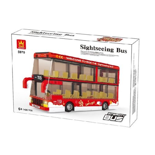 WANGE 5970 - Városnéző kétszintes busz építőjáték - 100% kompatibilis minden más kedvelt márkával