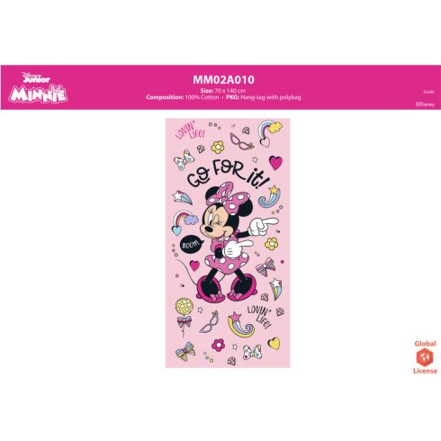 Disney Minnie egér gyerek strandtörölköző - 100% pamut - 70x140 cm - rózsaszín