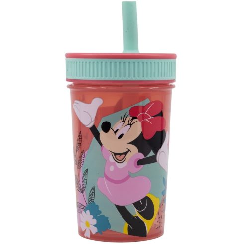 Disney Minnie egér műanyag, szivárgásmentes szilikon szívószálas pohár - 420 ml