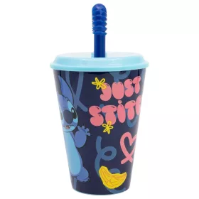 Stitch műanyag szívószálas pohár - 430 ml