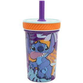   Stitch felboríthatatlan csúszásgátlós műanyag pohár szívószállal - 370ML