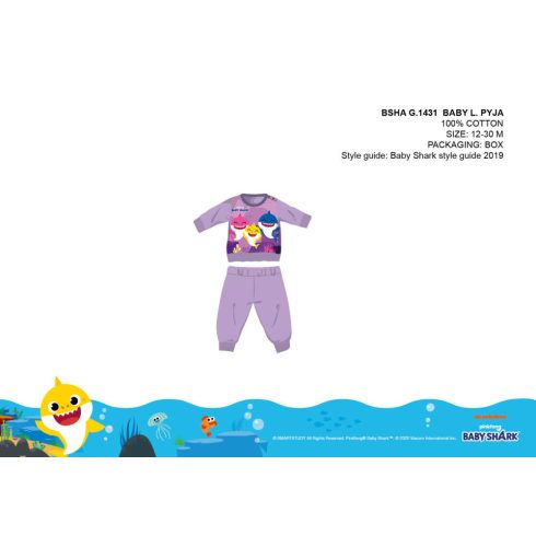 Baby Shark baba pizsama - jersey pamut pizsama - lila - 92