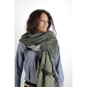 Cecilia Gallerani sál - 200x98 cm - zöld, rojtokkal