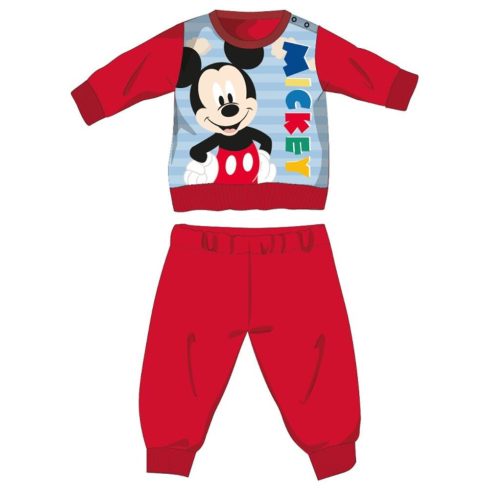 Disney Mickey egér téli vastag baba pizsama - pamut flanel pizsama - piros - 80