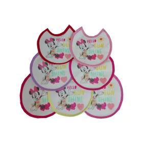   Minnie egér baba előke 7 darab/csomag - pamut előke - világosrózsaszín-rózsaszín-sötétrózsaszín-pink-piros-lila-sár<wbr> ga